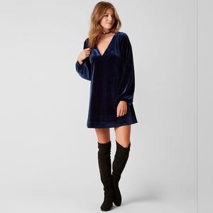 Free People Navy Velvet Mini Dress
